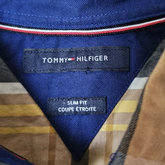 Tommy Hilfiger Burberry style slim fit plaid long-sleeve button-down shirt - Picture 4 of 7